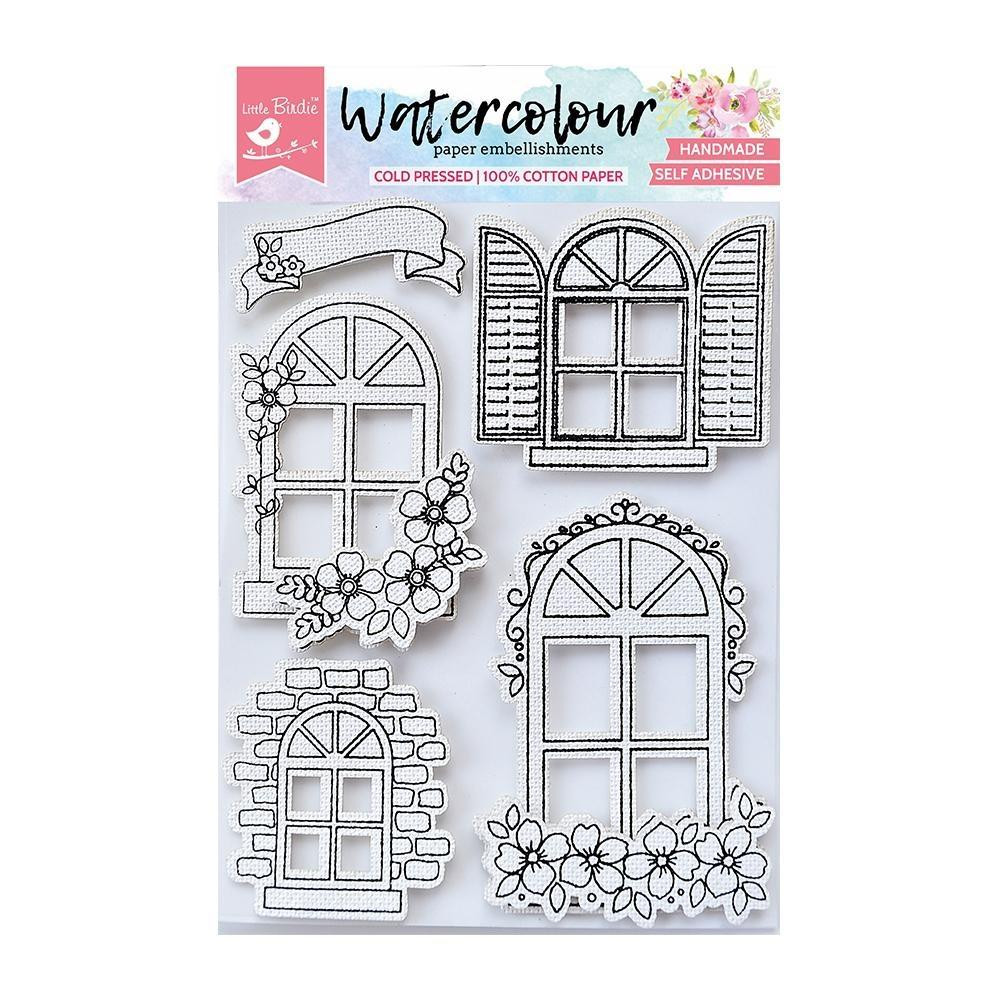 Little Birdie Crafts - Watercolor Embellishment 5/Pkg - Arch Window