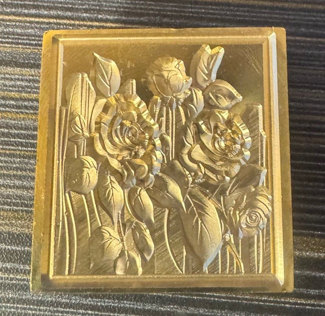 Sealing Wax Seal Stamp - Brass Seal Large 3D Rose Square