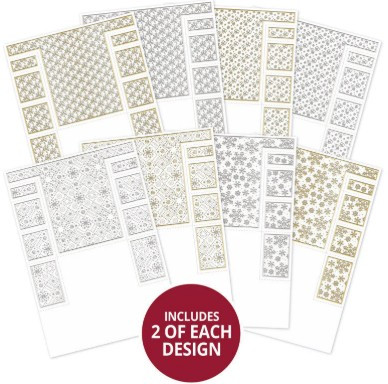 Hunkydory Crafts 350gsm Cards & Envelopes- Foiled Pattern Stepper Cards Festive Ink Me! Selection