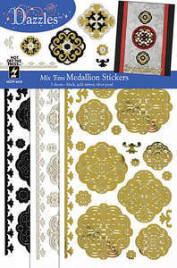 Mix Ems MEDALLION Stickers 2419 Gold Pearl Black Dazzles Peel Style Stickers
