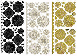 Mix Ems MEDALLION Stickers 2419 Gold Pearl Black Dazzles Peel Style Stickers