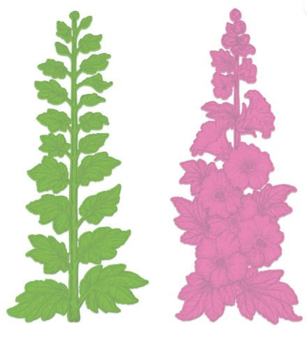 Heartfelt Creations Cut Emboss Dies- Hollyhock Stem & Blooms