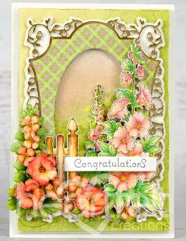 Heartfelt Creations Cut Emboss Dies- Hollyhock Stem & Blooms