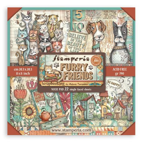 Stamperia - 8X8 Furry Friends Paper Pad SBBSXB18