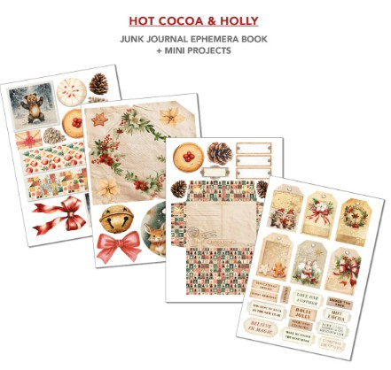 Ciao Bella Junk Journal Ephemera Book A4- Hot Cocoa & Holly