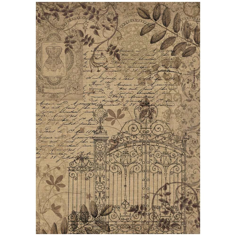 Stamperia A4 Decoupage Rice Paper - Old Lace- Gate