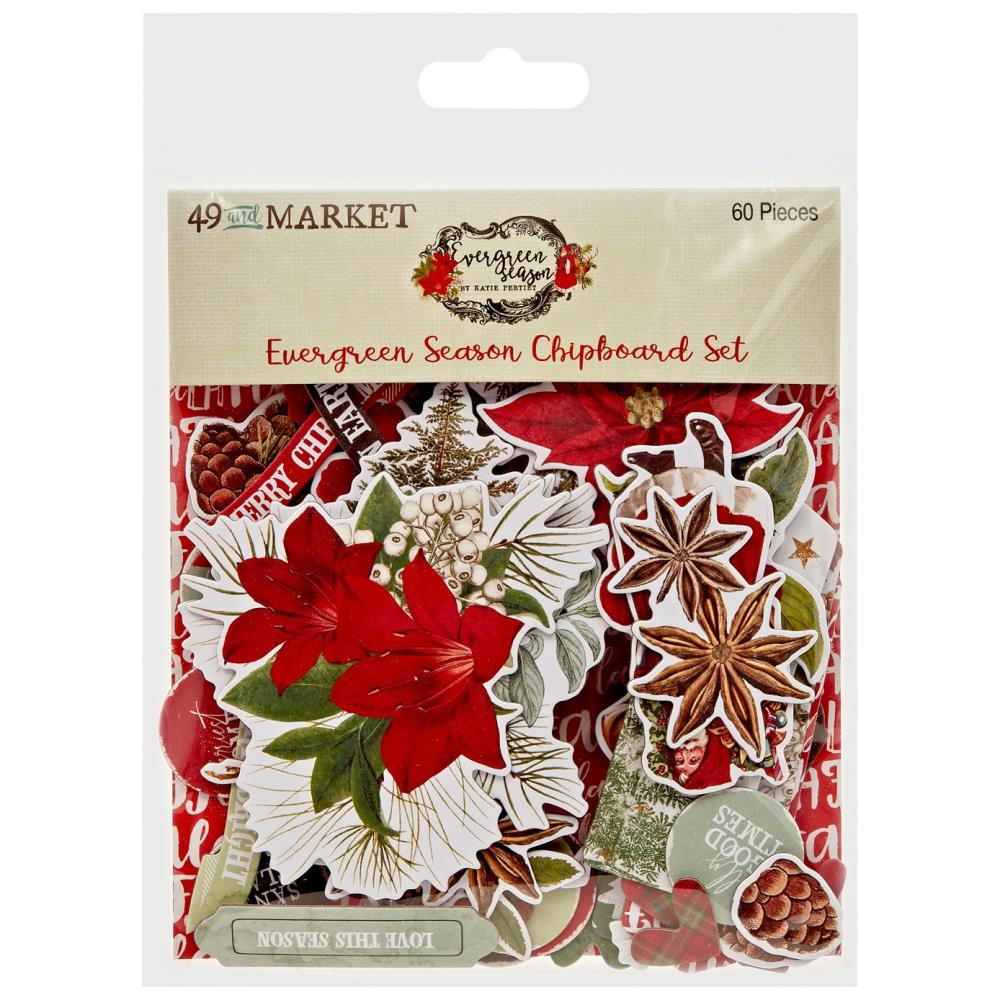 49 and Market- Evergreen Season- Chipboard Set
