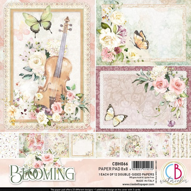 Ciao Bella 8"x 8" Paper Pad- 12 Double-sided papers- Blooming