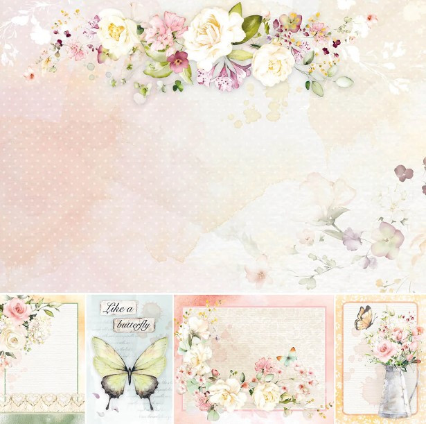Ciao Bella 8"x 8" Paper Pad- 12 Double-sided papers- Blooming