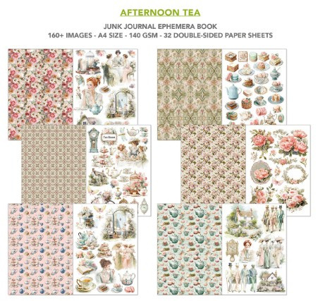 Ciao Bella Afternoon Tea Junk Journal & Ephemera Book A4 32/Pkg