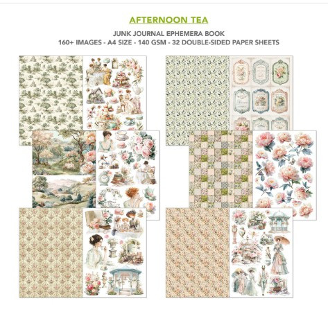 Ciao Bella Afternoon Tea Junk Journal & Ephemera Book A4 32/Pkg