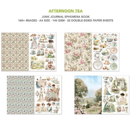 Ciao Bella Afternoon Tea Junk Journal & Ephemera Book A4 32/Pkg