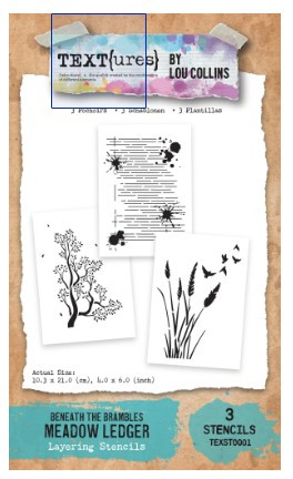 TEXT{ures} Beneath the Brambles Meadow Ledger 4in x 6in Layering Stencil Set