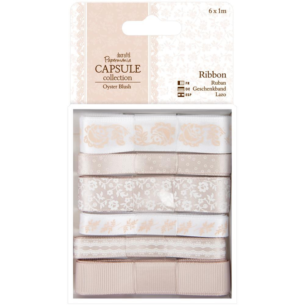 Papermania Oyster Blush Ribbon Pack 6-styles One-Meter Each