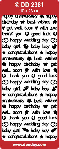 DD2381 Multi-Color Occasions Various Texts Peel Stickers One 9x4 Sheet