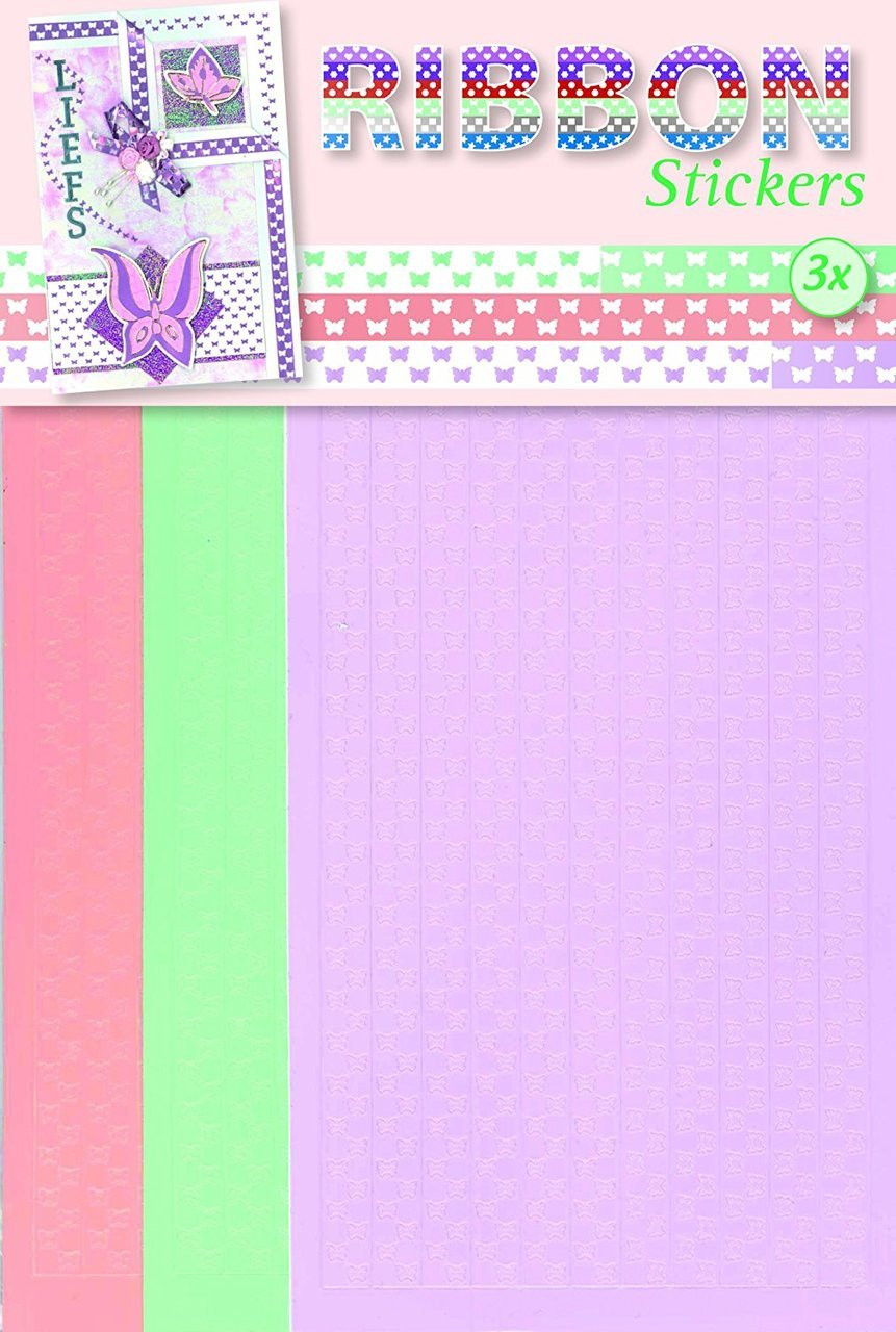 JEJE Produkt 3-Pack Ribbon Stickers, Butterflies