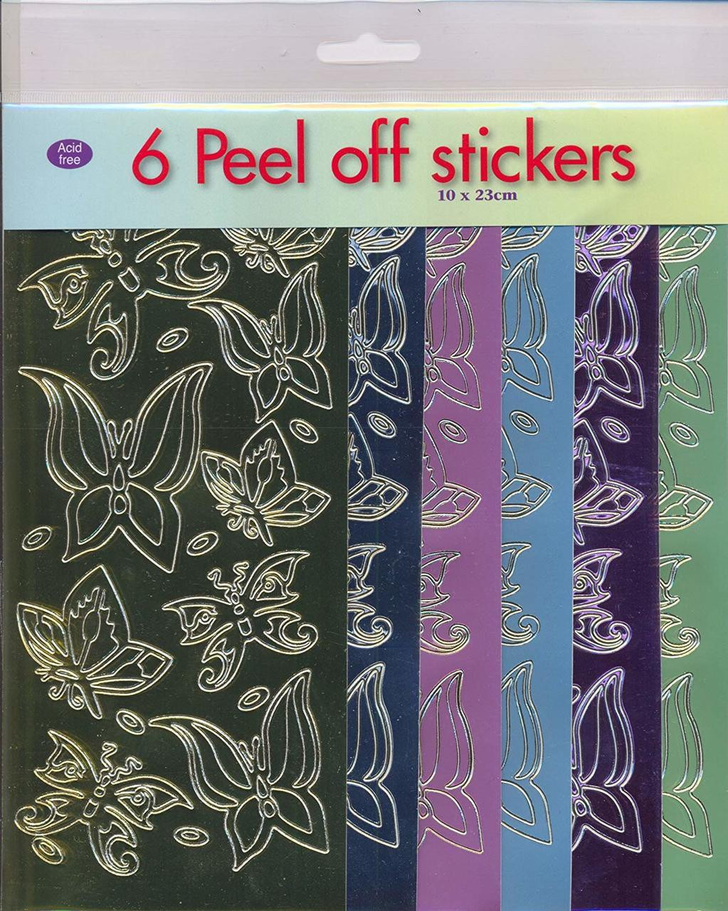 JEJE Produkt 6-Pack Butterflies Peel Off Stickers, Mirror Color