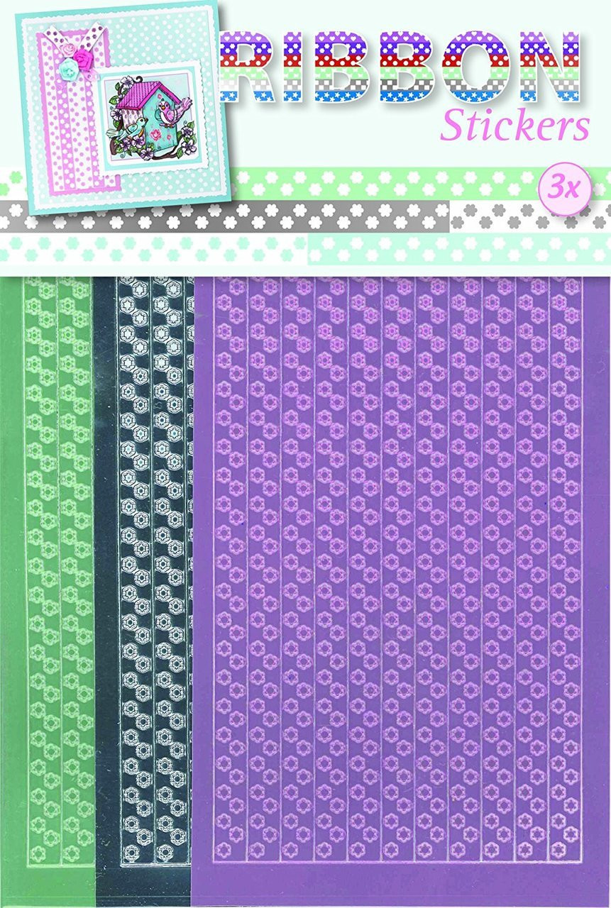 JEJE Produkt 3-Pack Ribbon Stickers, Flowers, Mirror Color
