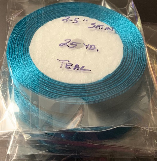 25 yd Satin Ribbon 2/5" TEAL Approx. 25-yards
