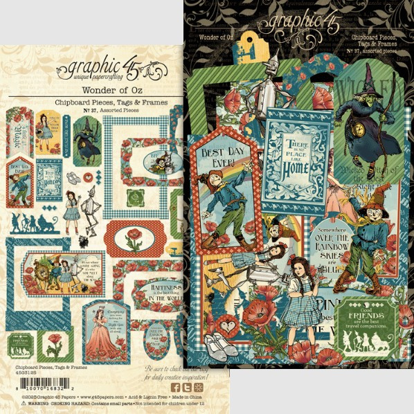 Graphic 45- Chipboard Tags & Frames- Wonder of Oz