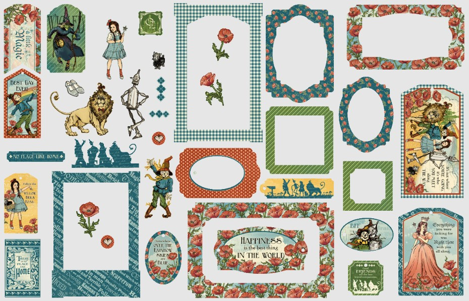 Graphic 45- Chipboard Tags & Frames- Wonder of Oz