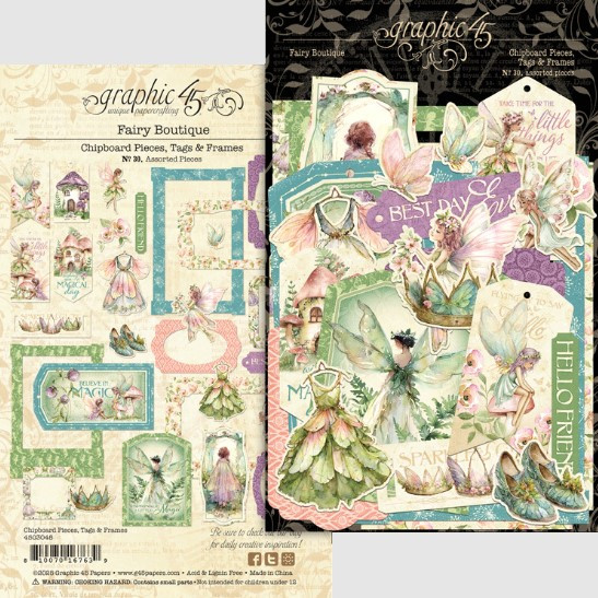 Graphic 45- Chipboard Tags & Frames- Fairy Boutique