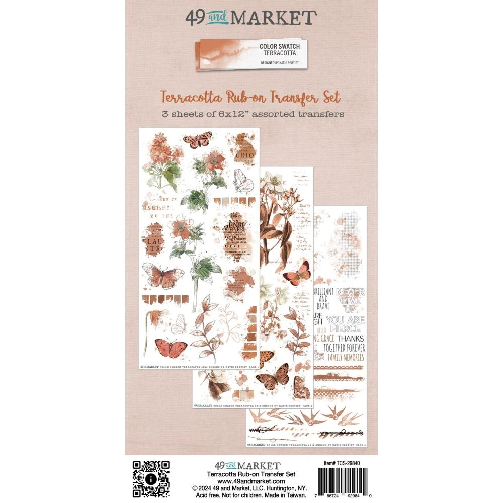 49 and Market Terracotta Rub-on Transfers