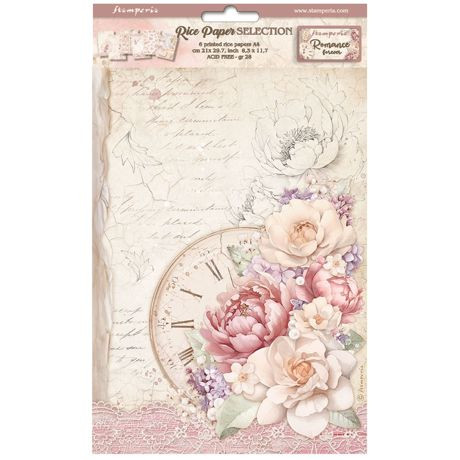 Stamperia A4 Rice Paper Selection- 6 designs, 1 of each - Romance Forever