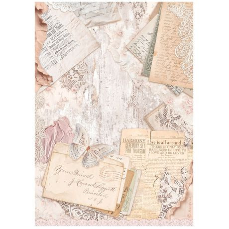 Stamperia A4 Rice Paper Selection- 6 designs, 1 of each - Romance Forever