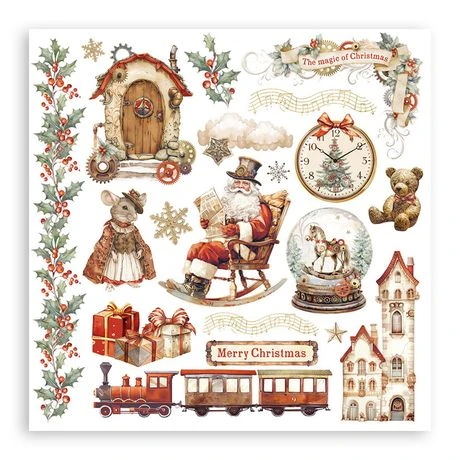 Stamperia Gearing Up for Christman Steampunk style Rub-On 6.X6 - 6Pkg