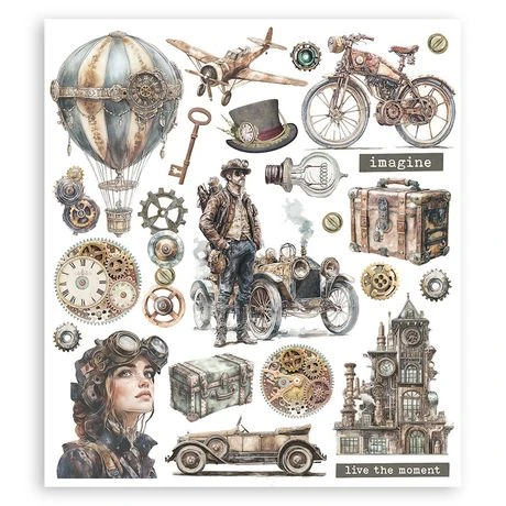 Stamperia Voyages Fantastiques Large Steampunk Rub-On - 6/Pkg