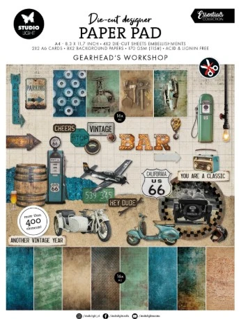 Studio Light Die-Cut Paper Pad Gearhead Workshop Essentials 28 Sheets
