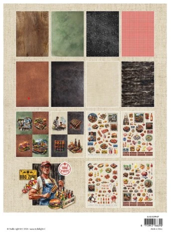 Studio Light Die-Cut Paper Pad BBQ Party Essentials 28 Sheets Men's Cards!