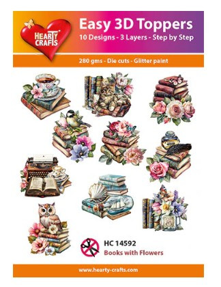 Hearty Crafts Easy 3D Toppers - Books With Flowers