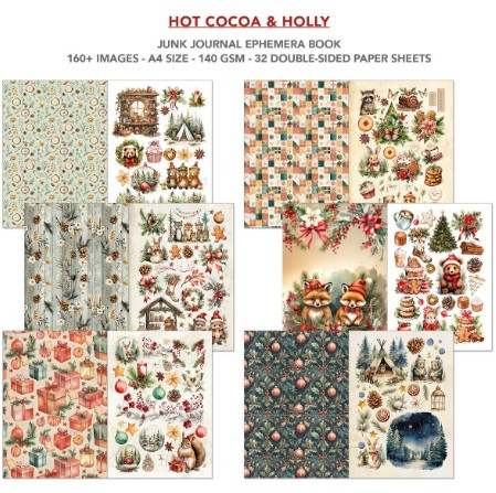 Ciao Bella Junk Journal Ephemera Book A4- Hot Cocoa & Holly