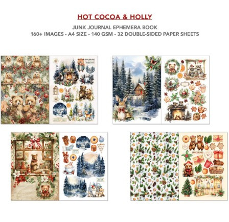 Ciao Bella Junk Journal Ephemera Book A4- Hot Cocoa & Holly