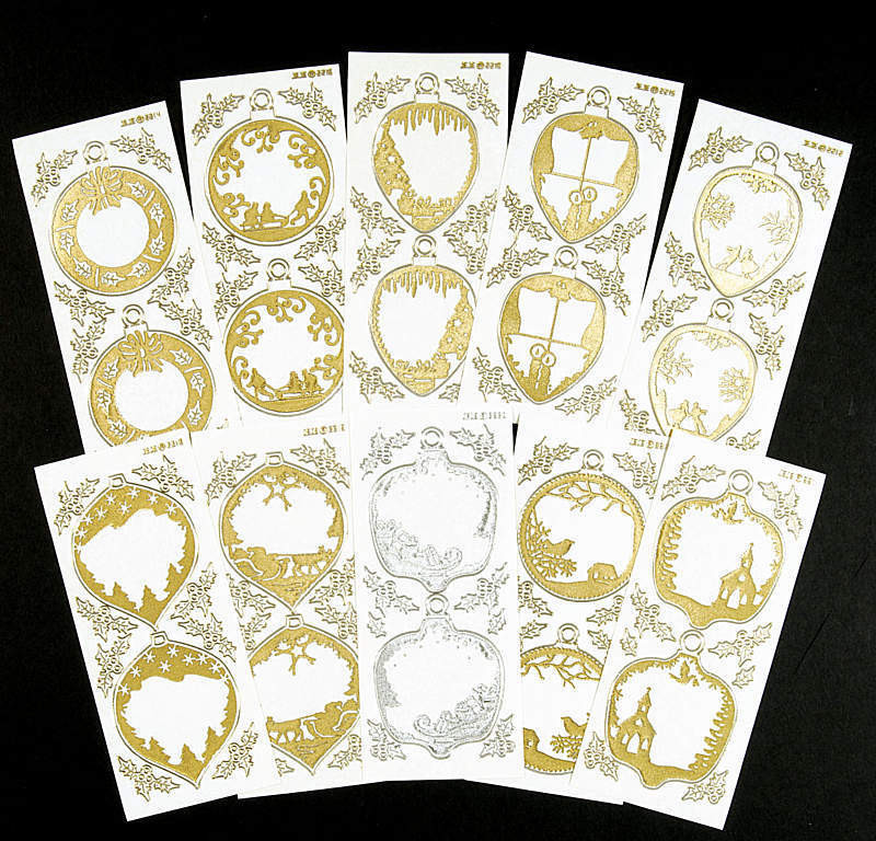 JEJE TRANSPARENT Ornament Stickers 10 Sheets! Christmas Frames Peel-Style Sheets