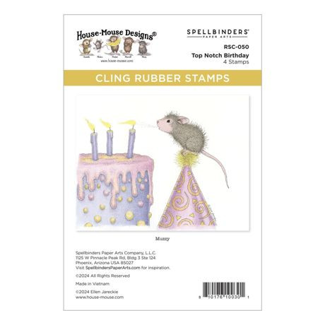 Spellbinders House Mouse Cling Rubber Stamp - Top Notch Birthday