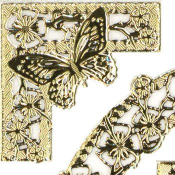 MD356527 Butterfly Blossom Corners Double Embossed Etched Asian Peel Stickers One 9x4 Sheet