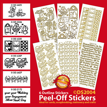 WEDDING Sticker Set SILVER Icons Doves Hearts Roses Rings Milestones Words