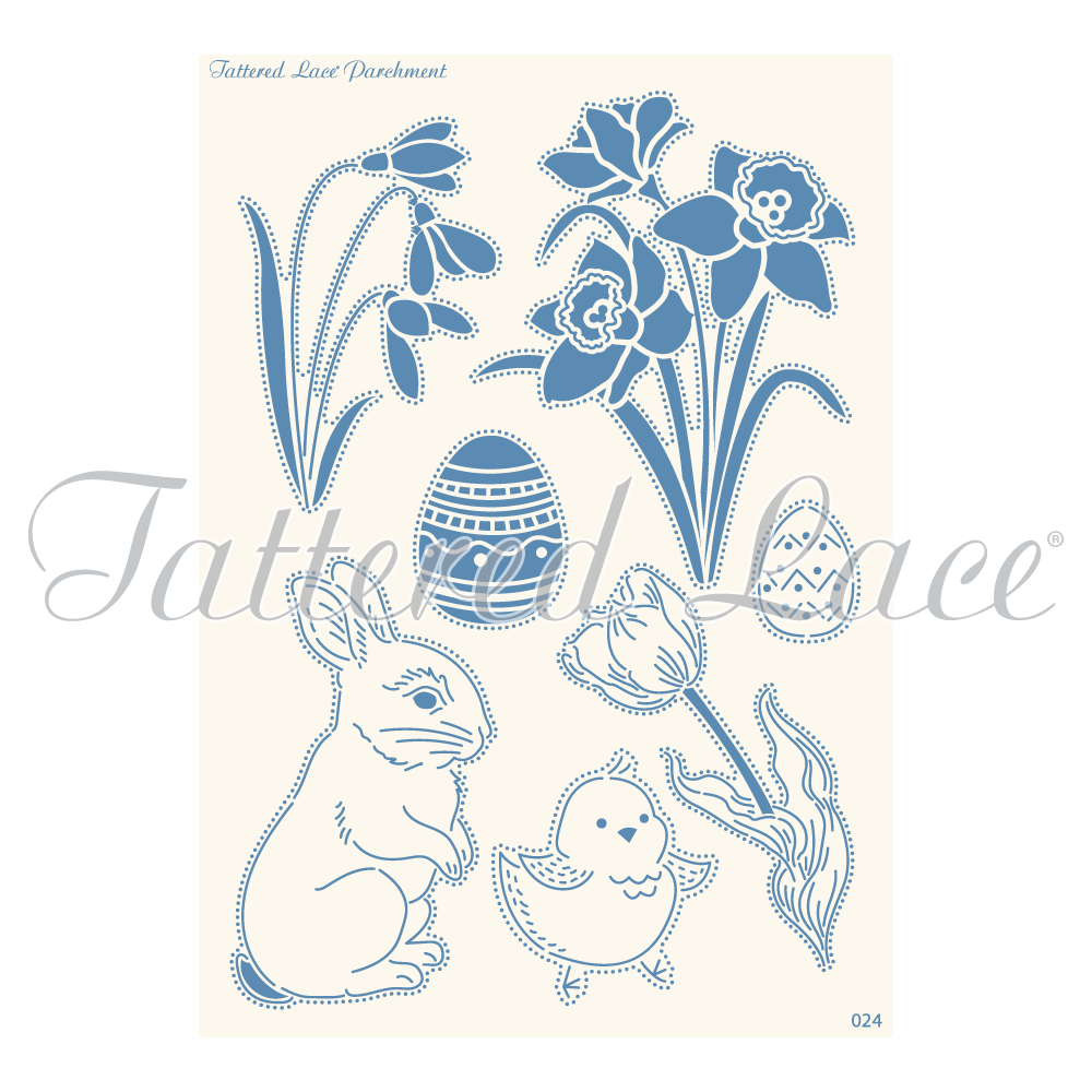 Parchment Lace Spring Florals Parchment Grid - No. 24