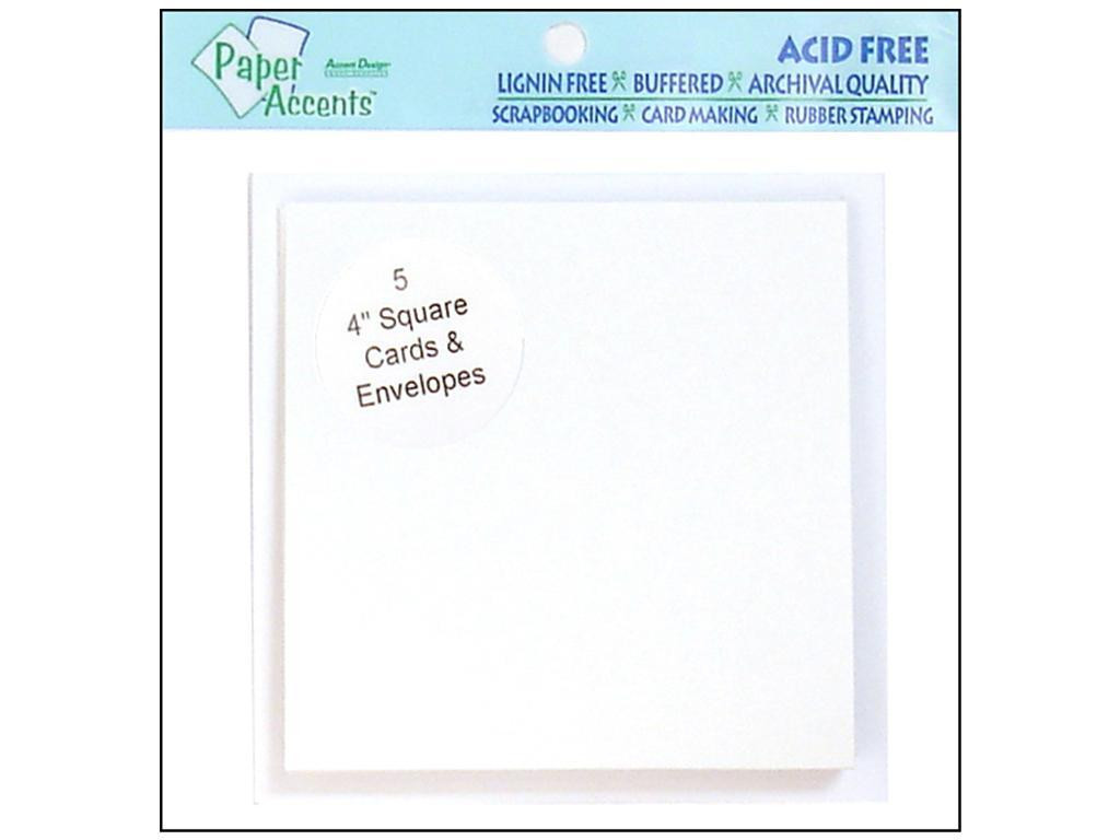 4x4" WHITE 5 Sets Cards Envelopes Card Making