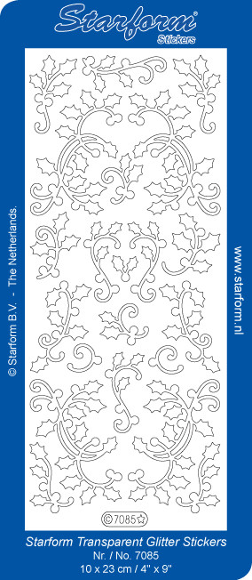 Starform Transparent Glitter Silver 7085 Holly Accents Stickers Peel Outline