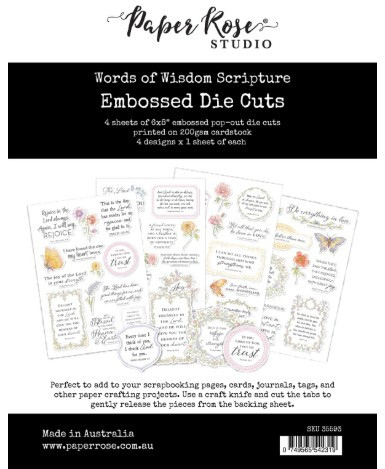 Paper Rose Words of Wisdom Scripture Embossed Die Cuts