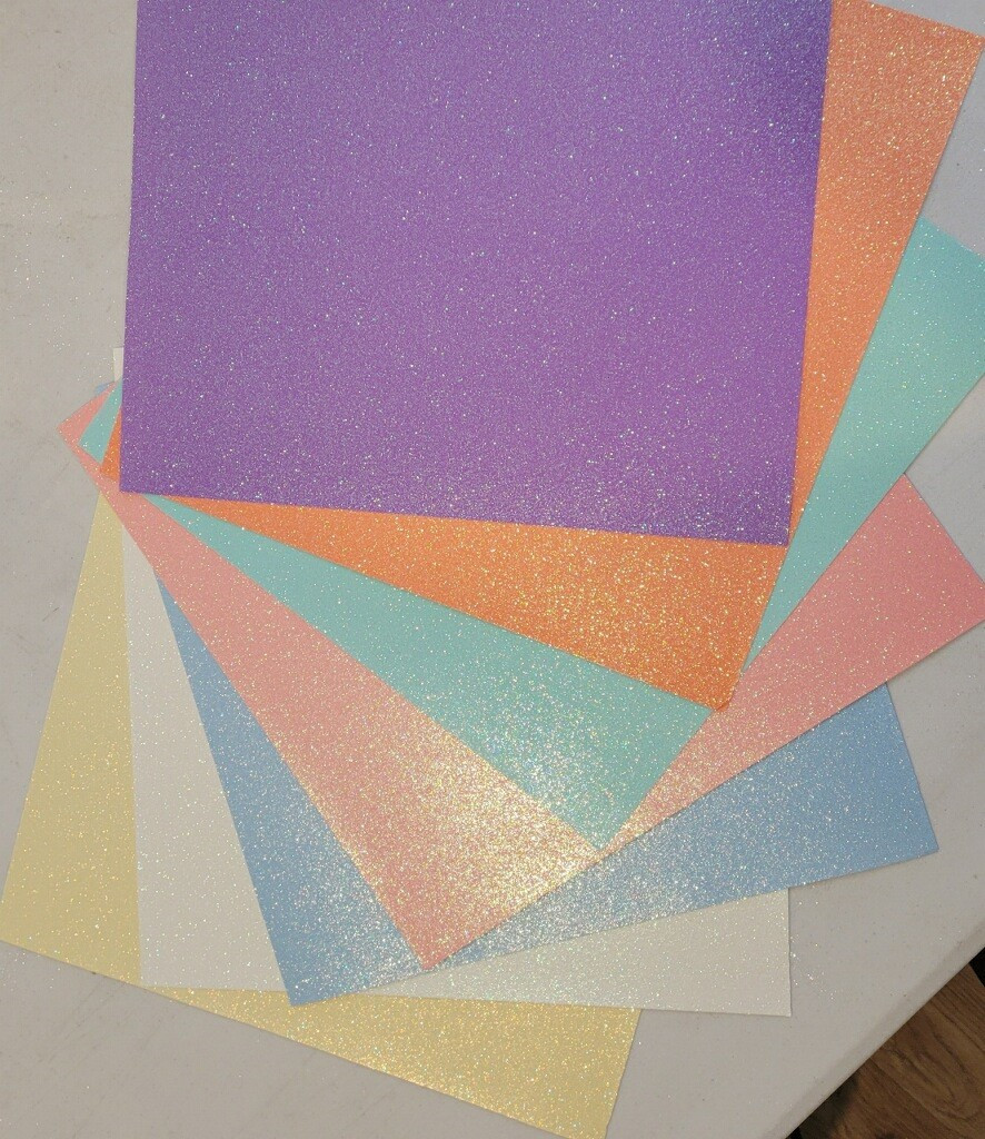 Doodlebug Sugar Coated Papers - Glitter Papers with an Iridescent Sheen! - PASTELS / LIGHTS