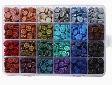 Sealing Wax 24-Grid Box Sunflower Shape Retro Dark Wax Beads