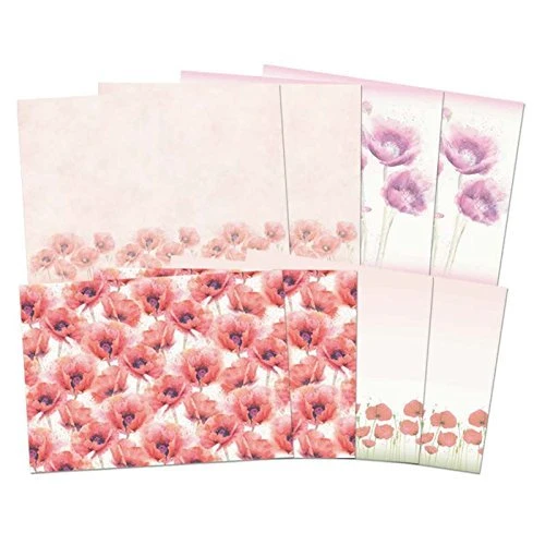Hunkydory Pretty Poppies Parchment -- 8 A4 Sheets