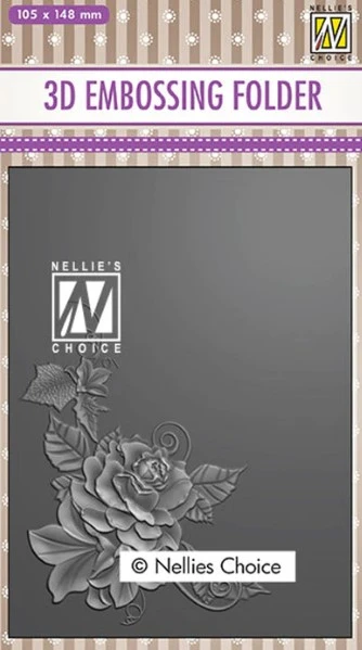 Nellie's Choice 3D Embossing Folder - Rose Corner 2