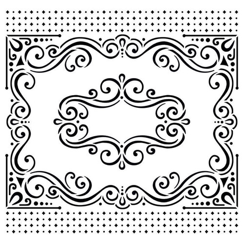 6x6" Fancy Frames Stencil from Hot Off the Press for Chalking Inking Embossing-Paste Sprays Mists Markers More!