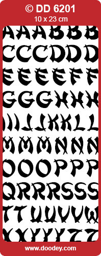 DD6201 ABC Oriental Gold Asian Peel Stickers One 9x4 Sheet